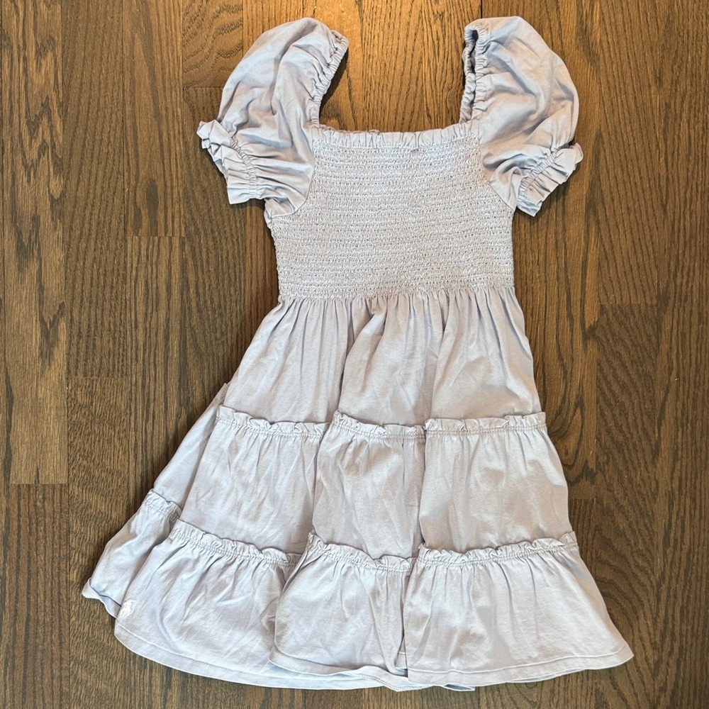 NWT L by Ralph Lauren Blue Puff Sleeve Tiered Dress, Size 6